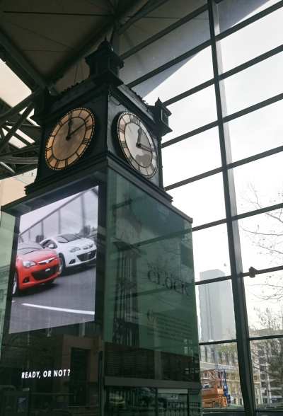 Water Tower Clock, Southern Cross Station, Melbourne, Australia (c) 2016 Ali Kayn; 400x588