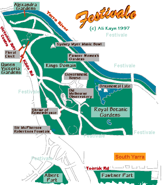 Map of Melbourne, St Kilda Rd/Domain area