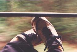 Writer Ali Kayn photographed on the Puffing Billy, Victoria, Australia (7.92k)